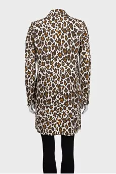 Linen coat with print and tag