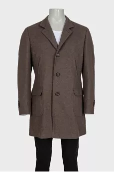 Men's brown wool and cashmere coat with tag