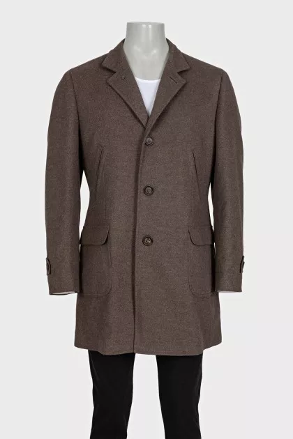 Men's brown wool and cashmere coat with tag