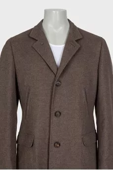 Men's brown wool and cashmere coat with tag