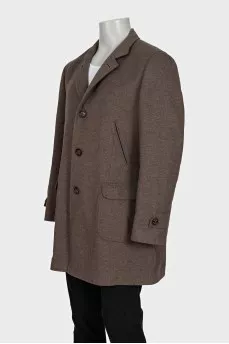 Men's brown wool and cashmere coat with tag