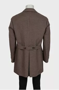 Men's brown wool and cashmere coat with tag