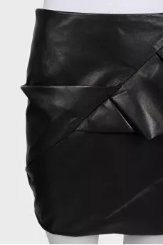 Black leather ruffle skirt with tag