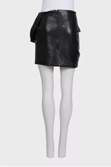 Black leather ruffle skirt with tag