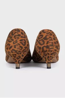 Замшеві туфлі на kitten heel в принт