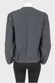 Gray men's zippered bomber, with tag