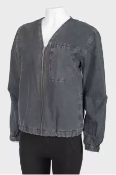 Gray men's zippered bomber, with tag