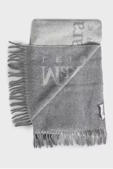 Gray scarf with a signature monogram
