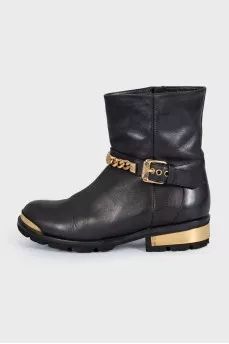 Leather boots made of leather with gold decor