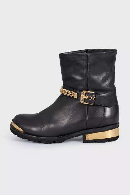Leather boots made of leather with gold decor