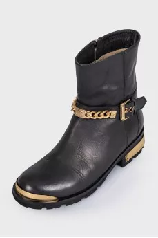 Leather boots made of leather with gold decor