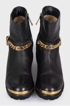 Leather boots made of leather with gold decor