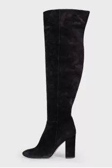 Suede heeled boots with side zip
