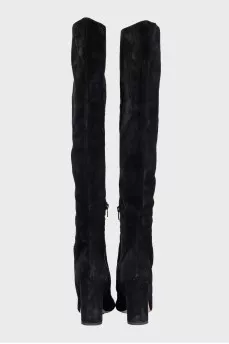 Suede heeled boots with side zip