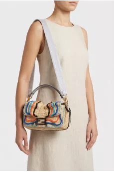 Raffia Baguette Bag with Tag