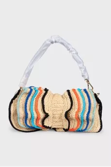 Raffia Baguette Bag with Tag