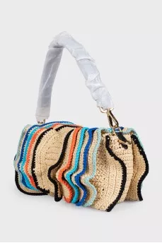 Raffia Baguette Bag with Tag