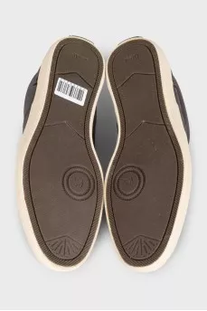 Men's brown leather sneakers with perforations