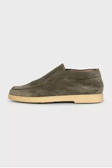 Men's green suede loafers
