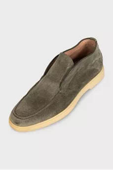 Men's green suede loafers