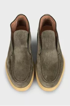 Men's green suede loafers