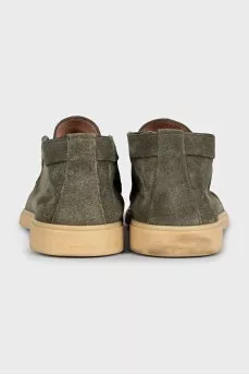 Men's green suede loafers
