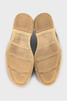 Men's green suede loafers