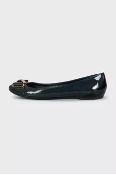 Green patent leather ballet flats