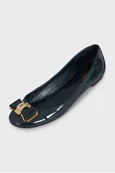 Green patent leather ballet flats