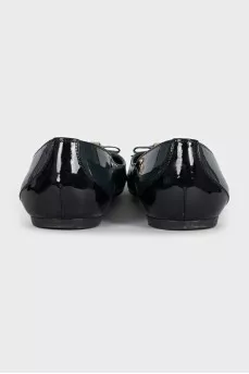 Green patent leather ballet flats