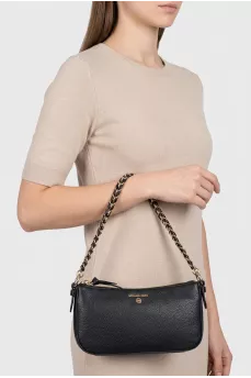 Leather shoulder bag with signature logo