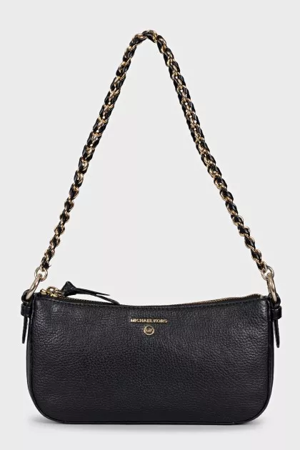 Leather shoulder bag with signature logo