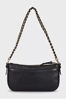 Leather shoulder bag with signature logo