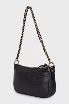 Leather shoulder bag with signature logo