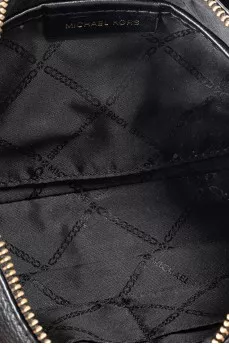 Leather shoulder bag with signature logo