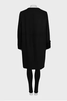 Vintage cashmere straight-cut coat with decoration