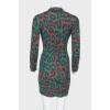 Multicolored silk dress on the smell