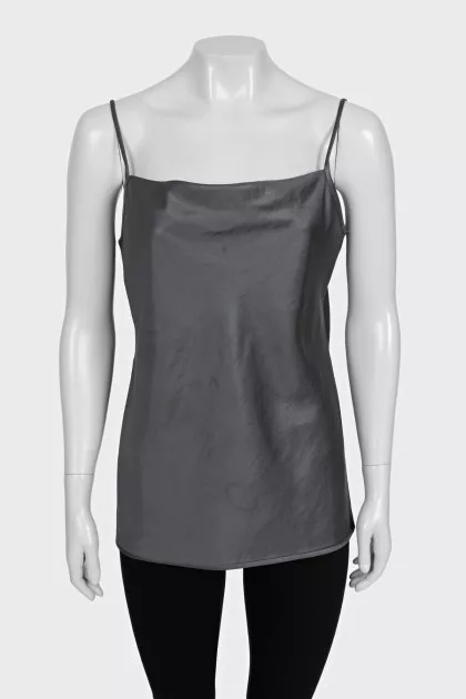 Gray straight-cut T-shirt