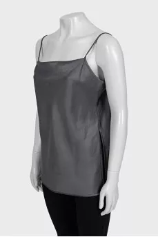 Gray straight-cut T-shirt