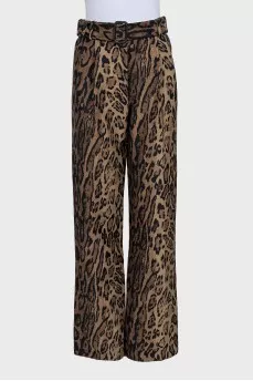 Suit with jacket and trousers in animal print