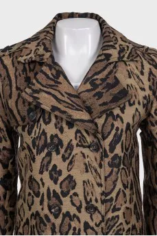 Suit with jacket and trousers in animal print