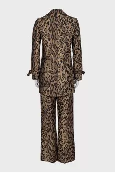Suit with jacket and trousers in animal print