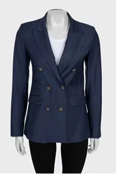 Blue fitted wool jacket