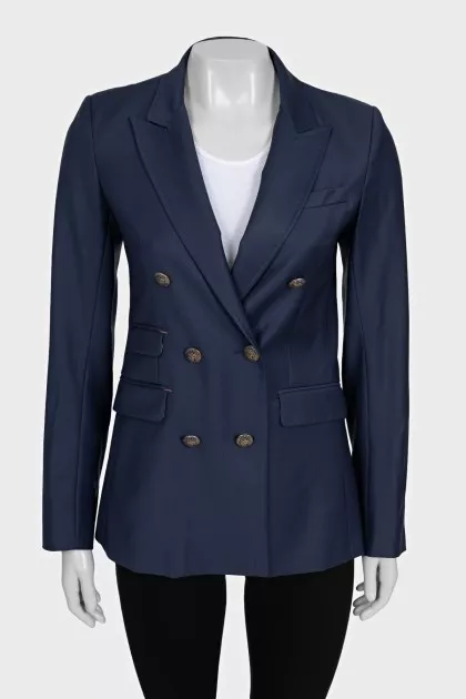 Blue fitted wool jacket
