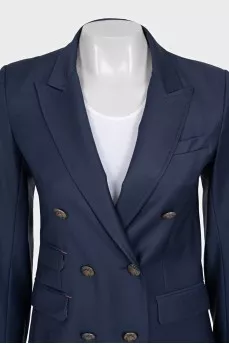 Blue fitted wool jacket