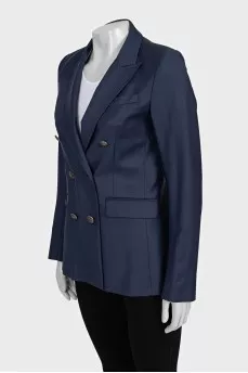 Blue fitted wool jacket