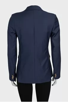 Blue fitted wool jacket