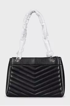 Whitney black leather tote with tag