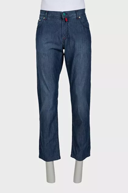 Men's dark blue straight-leg jeans