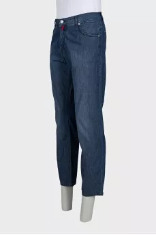 Men's dark blue straight-leg jeans